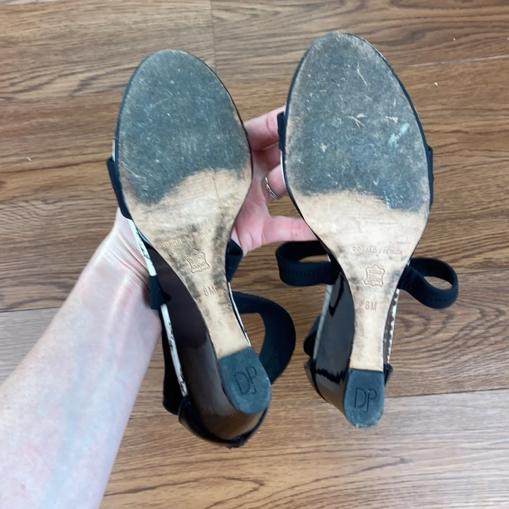 Donald J Pliner Jovia Wedge Cross Strap Sandals Black Size 8